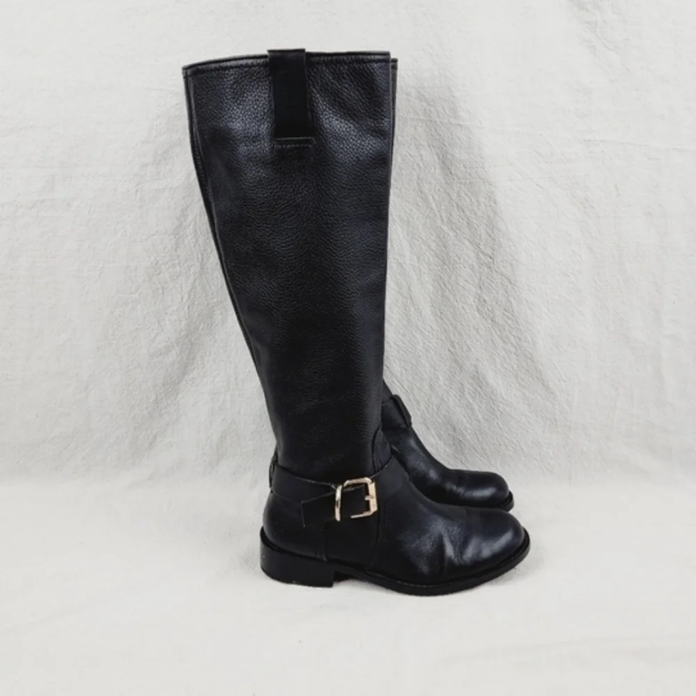 Vince Camuto leather black kabollans knee high boots